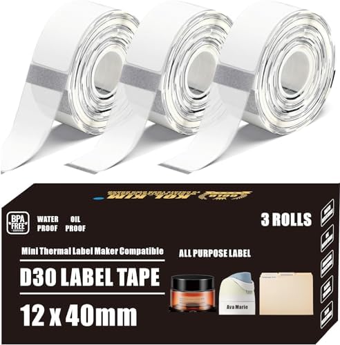 12x40mm Thermal Label Tape Clear for Phomemo D30 Label Tapes 3 Rolls by Unknown