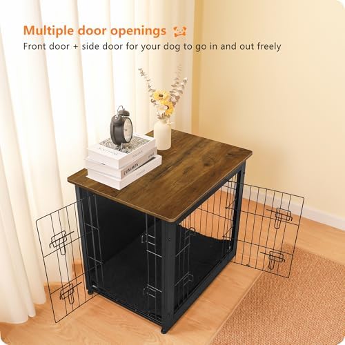 DWANTON 27" Dog Crate Furniture, Dog Kennel Indoor, with Waterproof Cushion - Image 2