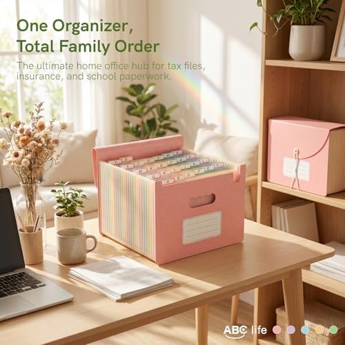 ABC life 26 Pockets Accordion File Organizer, Blush Pink - Image 7