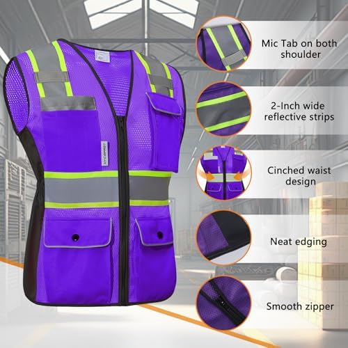 HYCOPROT Safety Vest for Women Mesh Reflective Lady High Visibility Construction Work Vest Meets ANSI/ISEA Standards - Image 2