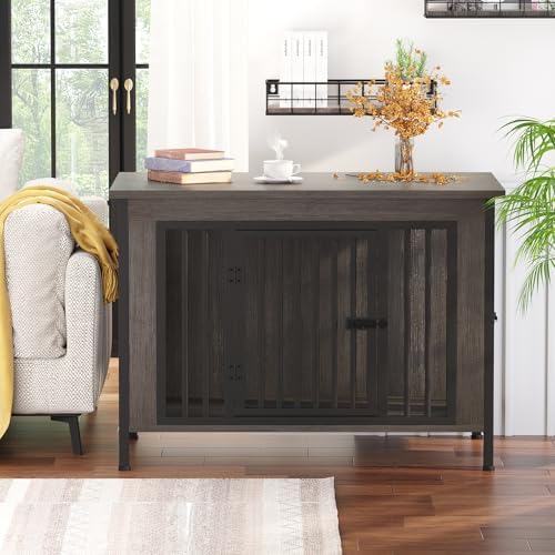 EasyCom 39.96" Dog Crate Furniture for 1 or 2 Dogs, 35-60 Pounds, Dark Grey - Image 5