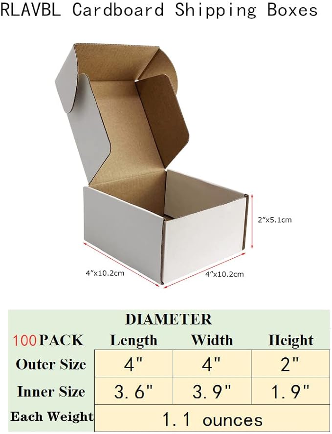 RLAVBL 4x4x2 Shipping Boxes Set of 100, Mailer Box - Image 2