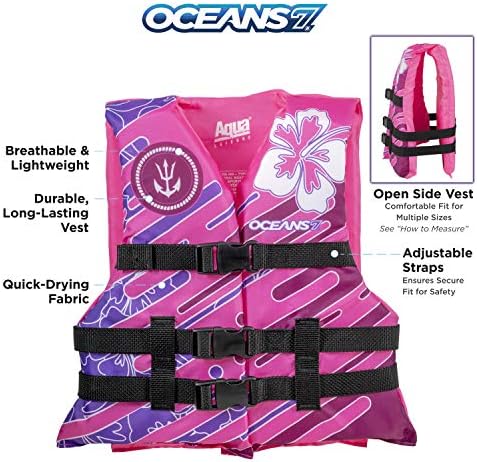 Aqua Oceans 7 Life Jacket for Kids - US Coast Guard Approved Life Vest for Infant, Child & Youth Boys and Girls, Open-Side PFD for Boating, Swimming & Water Sports - Image 2
