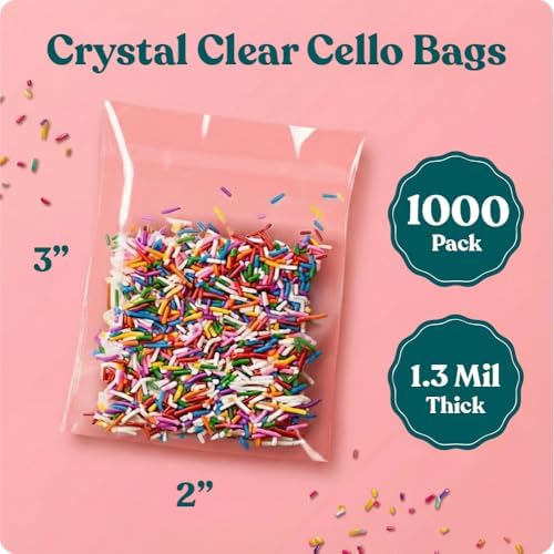 2x3 Self Sealing Cellophane Bags (1000 Pack) - Clear Cookie Bags With Seal - Image 2
