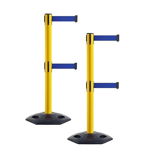 Crowd Control Warehouse CCW Set of 2 Retractable Dual Belt Stanchion Safety by Crowd+Control+Warehouse