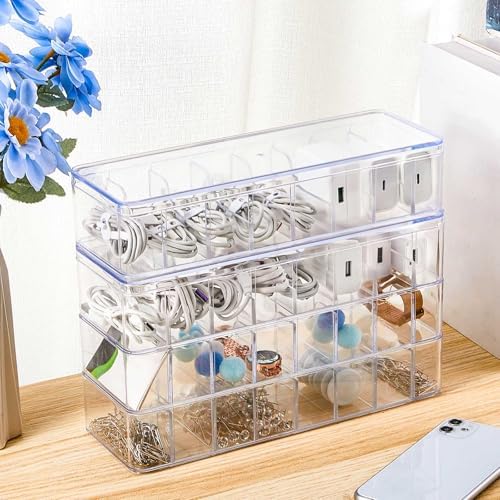 Tatuo Cord Organizer Box with Lid, Clear, 8 Pack - Image 4