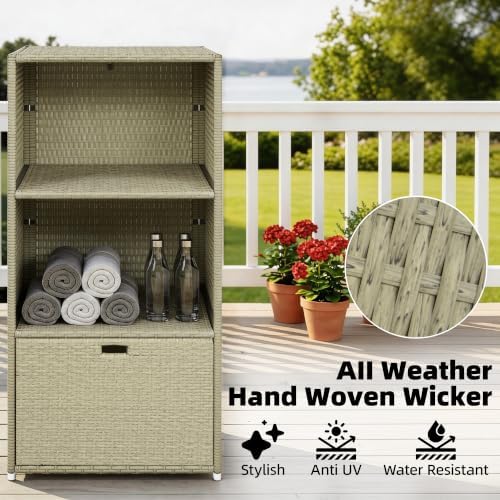 Outsunny Valet Pool Towel Rack Waterproof Hot Tub Organizer Gray - Image 5