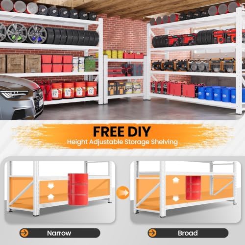 79” Wide Heavy Duty Metal Garage Shelving, White Storage Shelf - Image 4