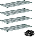 24" x 60" Wire Shelving Add-On Shelf 4 Pack, NSF Green Replacement for Metal Rack Systems by Zedfire