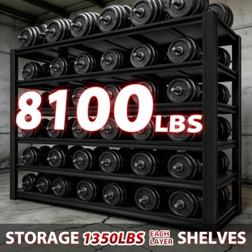 8,100 lbs Heavy-Duty Storage Shelves, 6-Tier Garage Shelving, Adjustable Shelving Units, Industrial Shelving, for Garage Storage, Heavy-Duty Garage Shelving (6T-84H x 62.03W x 24D)*2 - Image 4