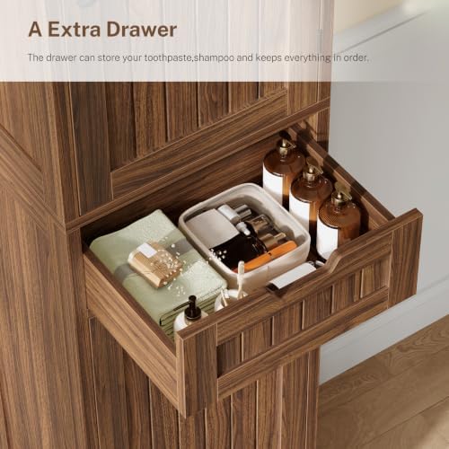 Iwell 66.9" Tall Bathroom Storage Cabinet with 2 Doors & 1 Drawer - Image 6
