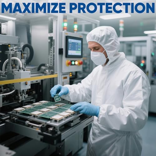 TICONN Hazmat Suit Disposable Coveralls, Full Body Lab Coverall Paint Suit - Image 5