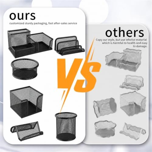 6 Pack Mesh Metal Desk Organizer Office Stationery Storage Set - Image 7