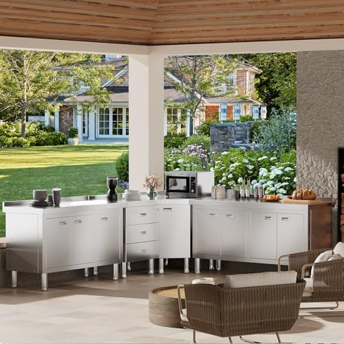WWK Outdoor Kitchen Drawer, Stainless Steel Kitchen Cabinet with Drawers, Triple Access BBQ Drawers for Outdoor, Commercial Restaurant, Garage, 20.87" D x 19.68" W x 35.43" H - Image 6