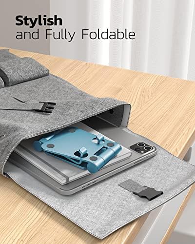 Nulaxy Full Aluminum Dual Folding Cell Phone Stand for Desk, Blue - Image 5
