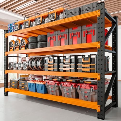 RAVIGIN 5000LBS Storage Shelves,71" W Garage Shelving Heavy Duty Metal Adjustable Garage Shelves, Shelving Units Industrial Shelving for Warehouse,71" W x 24" D x 69" H,Orange by RAVIGIN
