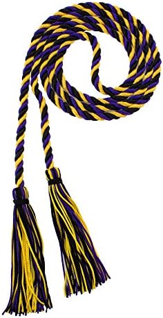 Tassel Depot Graduation Honor Cord - Black/Purple/Gold - Every School Color Available - Made In Usa by TasselDepot