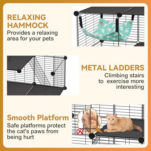 VISCOO Cat Cage(for Kitten), 3-Tier DIY Catio Cat Enclosures, 24"x16"x 36" - Image 4