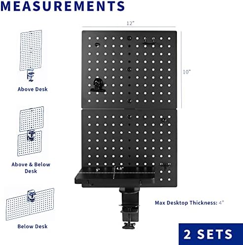 VIVO Black Clamp-on 20 x 24 inch Desk Pegboard, PP-DK24B - Image 3
