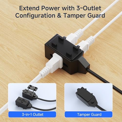 [ETL Listed] Cable Matters 2-Pack 2 Prong 3-Outlet Extension Cord, 3ft - Image 2