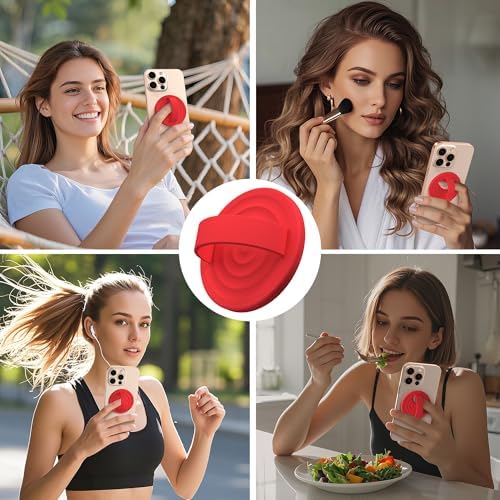 Magnetic Phone Grip for MagSafe, Silicone Ring Grip, Red - Image 2
