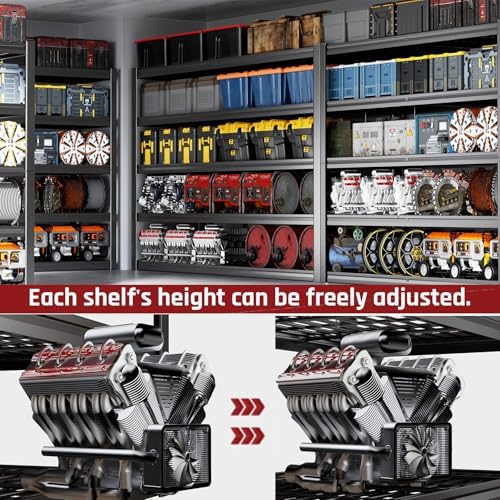 55" W Heavy Duty Garage Shelving 30" D Metal Shelving Unit, 5 Tier Adjustable Storage Shelves, Steel Industrial Shelving for Basement - Image 4