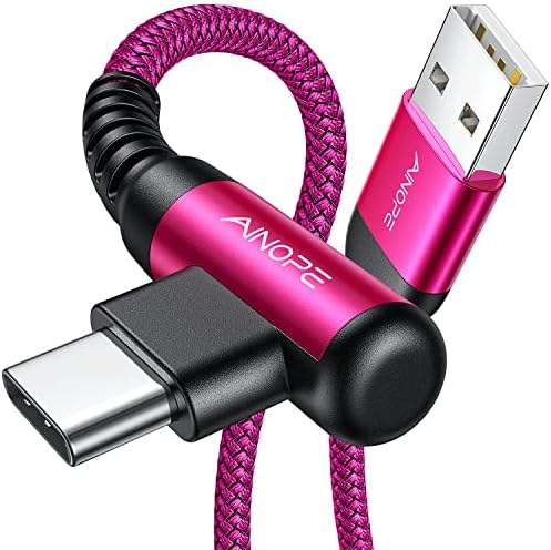 AINOPE Type C Cable [2-Pack, 6.6ft] 3.1A Type C Charger Fast Charging Right Angle, Resistant Nylon Braided S9 Charger Compatible with Galaxy S10 S9 Plus S21, Note 10 9 LG, USB C Cable by AINOPE10yearsforphoneaccessories