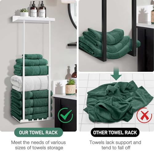 Hommtina Bathroom Towel Storage Black Towel Holder Bathroom Decor Aesthetic Towel Racks for Bathroom Bath Towel Storage (White) - Image 5