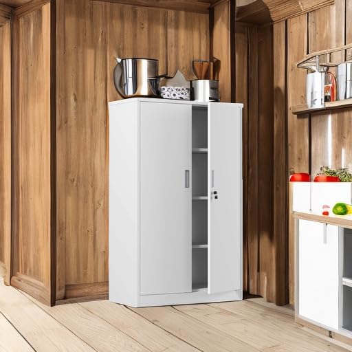 Metal Storage Cabinet with Locking Doors and 3 Adjustable Shelves, 53.5-Inch - Image 5