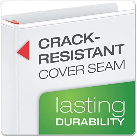 Cardinal 3 Ring Binder, 5 Inch Heavy Duty XtraLife Binder, Locking Slant-D Rings, Crack-Resistant Cover & Spine, ClearVue Covers with Shelf Pull, Holds 1,100 Sheets, White (26350) - Image 3