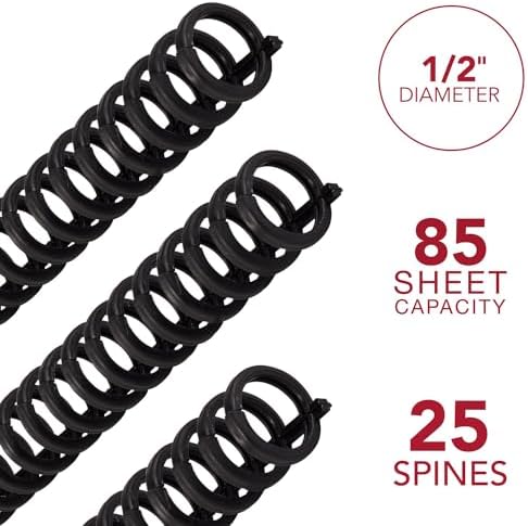 GBC Binding Spines/Spirals/Coils, 1/2" Diameter, 85 Sheet Capacity, ProClick, Black, (2515660) (Pack of 250) - Image 2