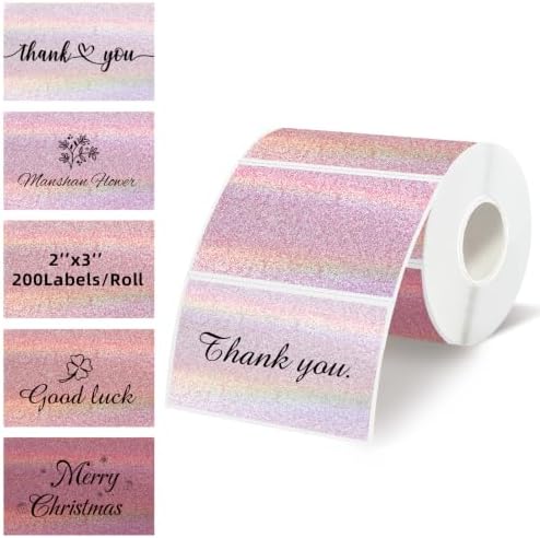 3"x2" Holographic Thermal Label,Self-Adhesive Rectangle Thermal Sticker for Logo Design,Price Tag,Thanks Card,Address,QR Code（Pink Gradient Dots） by Unknown