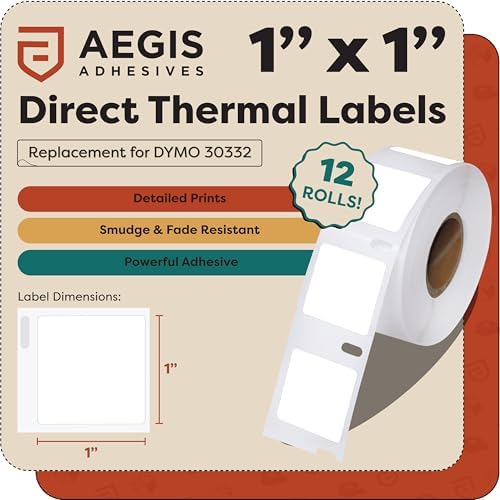 Replacement for DYMO 30332 (12 Rolls, 9000 Labels) - 1" X 1" Direct Thermal - Image 2