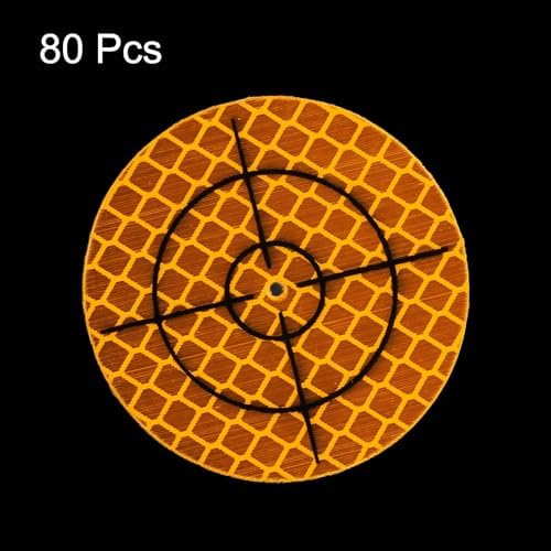 HARFINGTON 80pcs Survey Reflector Sheets 50mm x 50mm Self-Adhesive Surveying Target Mark Sticker Total Station Round Reflective Sheet Tape for Ship Inspection Tunnel Measure, Yellow - Image 3