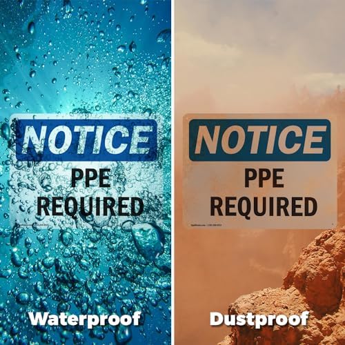 (2 Pack) PPE Required OSHA Notice Sign 14 Inch X 10 Inch Indoor/Outdoor Rust-Free Aluminum Metal Signs for Workplace, Workshop, and Construction Site, Made in the USA - Image 6