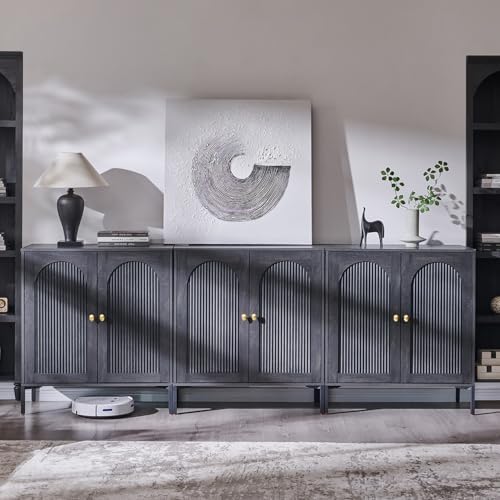 IFGET 92.63" W Modern Arch Sideboard Buffet Cabinet with Storage, Dark Grey by IFGETEnrichYourLivingSpace