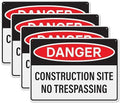 4pcs Danger Construction Site Sign 14x10 inch - Plastic by SutterSigns