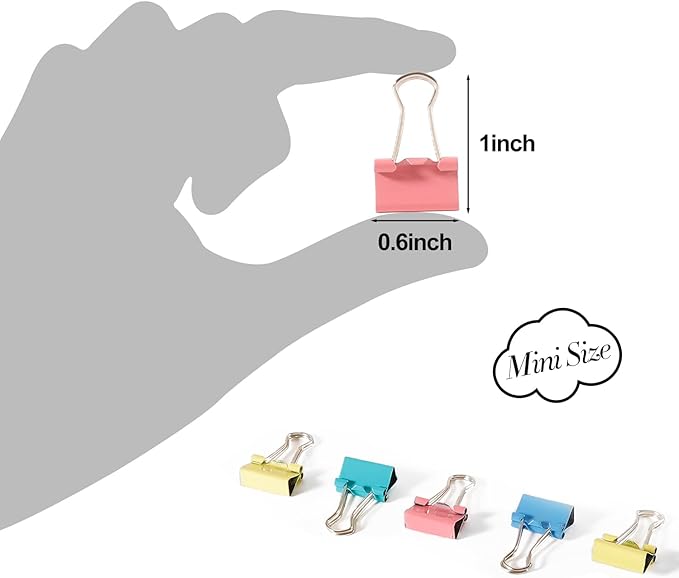 Ufmarine 120 Pcs Mini Binder Clips 15mm, Smal Binder Clips Colored - Image 2