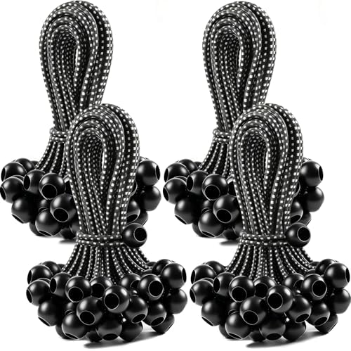 100 Pack Ball Bungee Cords 9 Inch, Heavy Duty Bungee Cord with Balls Canopy Tarp Tie Downs Bungee Balls for Camping, Shelter,Cargo,Tent Poles UV Resistant by Unknown