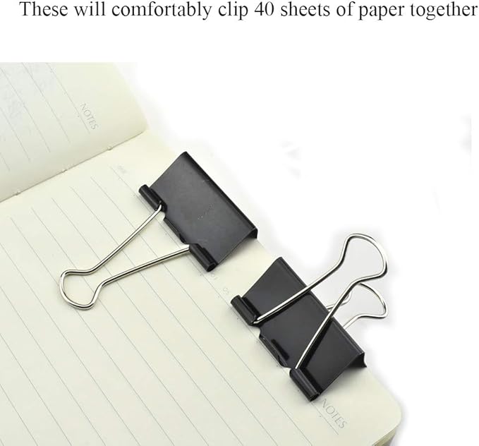 HAHIYO Binder Clips Paper Clamps Spring Steel Sturdy Medium 1.57 inches Width - Image 6