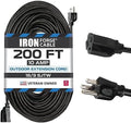 Iron Forge Cable 16 Gauge Heavy Duty Black Extension Cord, 200 Ft - SJTW by IronForgeCable