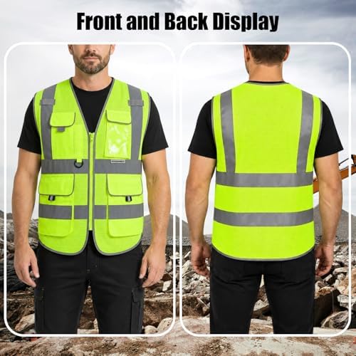 HYCOPROT High Visibility Safety Vest Hi Vis Reflective Construction Vests with Pockets for Men Women,Meets ANSI/ISEA Standard - Image 5