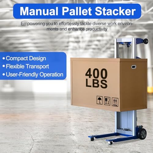 122" Material Lift Winch Stacker, Hand Winch Lift Truck with Fixed-Leg, Manual Material Lifter Pallet Stacker for Contractor, Workshop, Industrial, 400lbs - Image 6