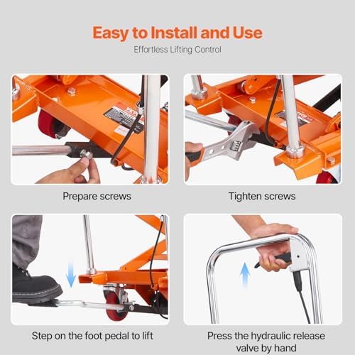 VEVOR Hydraulic Lift Table Cart, Orange, 50-Inch - Image 6