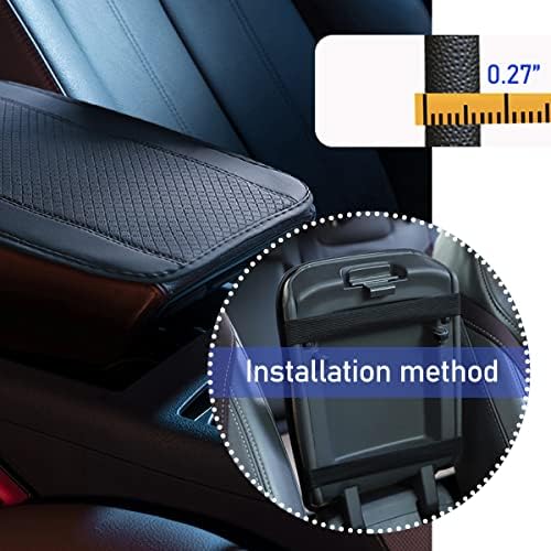 Ziciner Leather Car Center Console Armrest Pad, PU Waterproof Auto Seat Box Cover Protector, Hand Rest Cushion Protection Pad, Vehicles Interior Accessories Universal for Truck,SUV (Black A) - Image 4