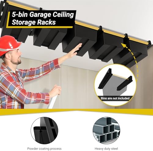 5-bin Overhead Garage Storage Rack, Ceiling Storage Racks - Image 4