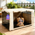 HiCaptain 36-Inch Dog Crate Cover with Mesh, Waterproof Kennel Cover, Beige by HiCaptain