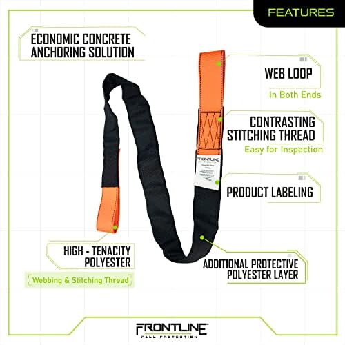 Frontline COS06L Concrete Embed Anchor Strap with Looped Ends 6' | ANSI & OSHA Compliant | Pour-in Disposable Anchor | 310 lbs. Capacity | Color Orange/Black (Pack of 50) - Image 3