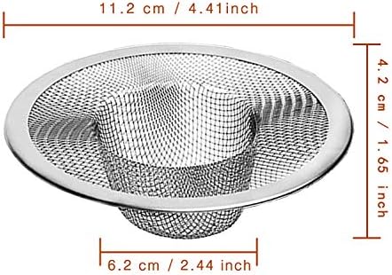 2pcs Heavy Duty Stainless Steel Slop Basket Filter Trap, 4.41" Top / 2.44" Mesh Metal Sink Strainer,Perfect for Kitchen Sink/Bathroom Bathtub Wash Basin Floor Drain Balcony Drain Hole,Utility… - Image 2