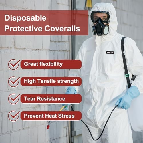 Hazmat Suit Disposable Coverall | Heavy Duty Full Body Paint Coverall & Suit in 7 Sizes - 3X-Large, White, 3 - Image 3